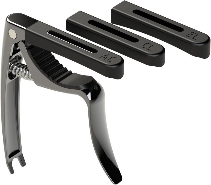 Temvox Guitar Capo with 3 Interchangeable Silicone Pad,Fits Different Guitar Fretboard Curvatures，Suitable for Classical Guitar Acoustic Guitar Electric Guitar Mandolin, etc - Image 1